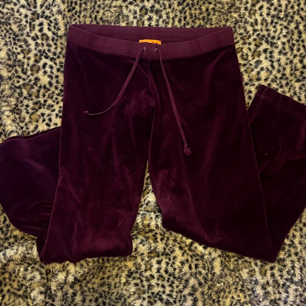 authentic 2006 juicy couture orange tag velvet maroon/purple low-rise sweatpants